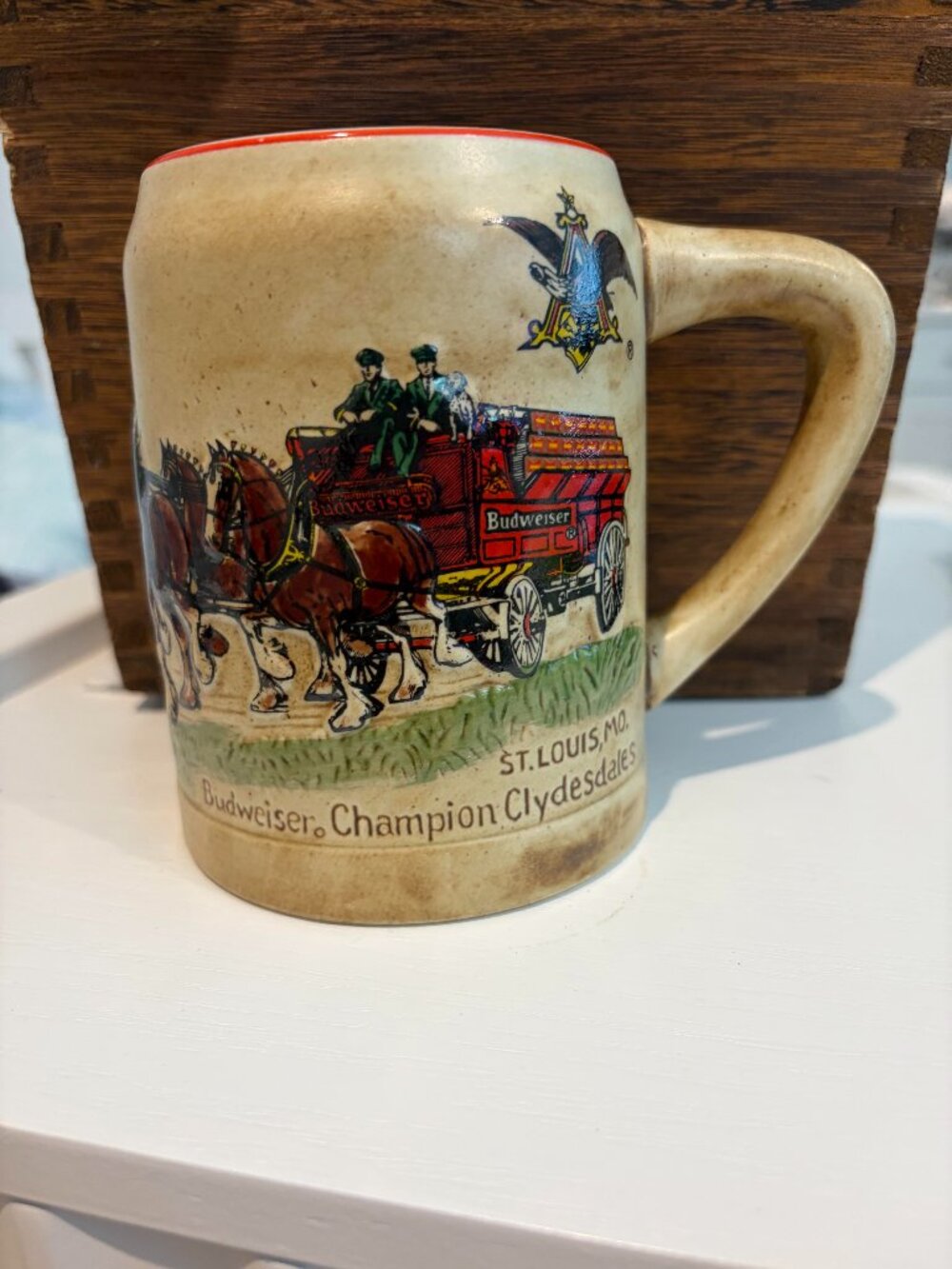 Vintage First Edition Budweiser Champion Clydesdale Collector Beer Stein